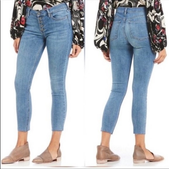 Free People NWT Button Fly Raw Hem Skinny Ankle Jeans Size 25 - Picture 2 of 10